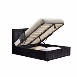 Small Double Ottoman Bed Black Hannover Frame 4FT 120cm Bedstead Storage Velvet