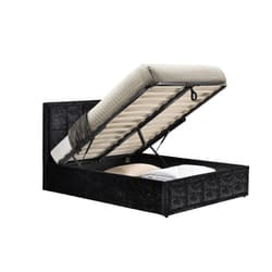 Small Double Ottoman Bed Black Hannover Frame 4FT 120cm Bedstead Storage Velvet