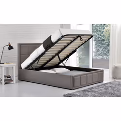 Small Double Ottoman Bed Grey Hannover Frame 4FT 120cm Bedstead Storage Fabric