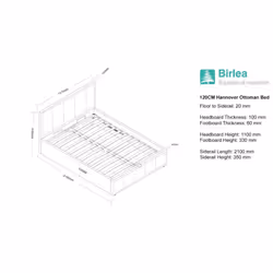 Small Double Ottoman Bed Grey Hannover Frame 4FT 120cm Bedstead Storage Fabric - Additional view 7