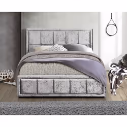 Small Double Ottoman Bed Grey Hannover Frame 4FT 120cm Bedstead Storage Velvet