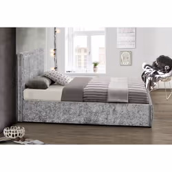 Small Double Ottoman Bed Grey Hannover Frame 4FT 120cm Bedstead Storage Velvet - Additional view 5