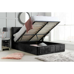 King Size Ottoman Bed Black Hannover Frame 5FT 150cm Storage Velvet Fabric