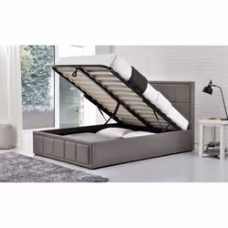 King Size Ottoman Bed Grey Hannover Frame 5FT 150cm Bedstead Storage Fabric - Additional view 6