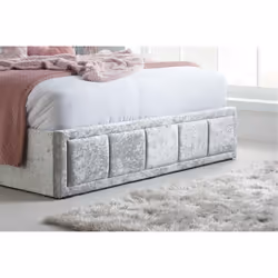 King Size Ottoman Bed Grey Hannover Frame 5FT 150cm Storage Velvet Fabric - Additional view 4