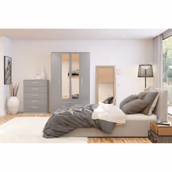 Larz 2 Door Sliding Wardrobe With Mirror-Grey