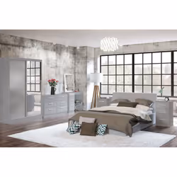 Larz 2 Door Sliding Wardrobe With Mirror-Grey - Additional view 5