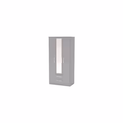 Larz 3 Door 2 Drawer Wardrobe With Mirror-Grey