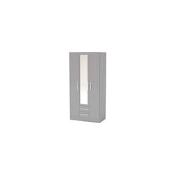 Larz 3 Door 2 Drawer Wardrobe With Mirror-Grey