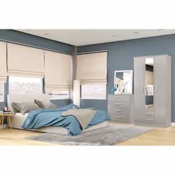Larz 3 Door 2 Drawer Wardrobe With Mirror-Grey - Additional view 4