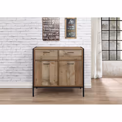 Birlea Urban Living Room Furniture Range - Industrial Design with Metal Frames#2 Door 2 Drawer Sideboard