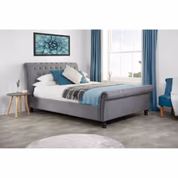 Opulence Grey Velvet Bed - Rolled Head and Footboard - Sprung Slatted Base - Additional view 2
