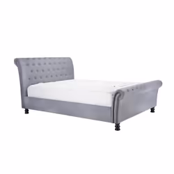 Opulence Grey Velvet Bed - Rolled Head and Footboard - Sprung Slatted Base - Additional view 8