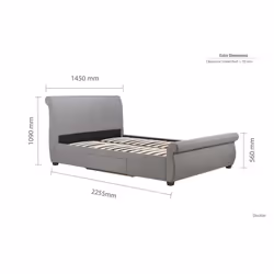 Kingsize Storage Bed Grey Birlea Lancaster 5FT Frame 150cm Drawer Velvet - Additional view 9