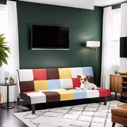 Multi Coloured Sofa Bed Birlea Rainbow 3 Seater Settee Fabric Scandinavian Retro - Additional view 4