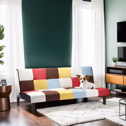 Multi Coloured Sofa Bed Birlea Rainbow 3 Seater Settee Fabric Scandinavian Retro - Additional view 5
