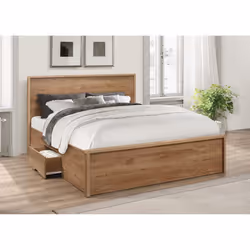 Stockwell Oak Bed - 2 Drawers - Rustic Design