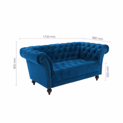 Chesterfield Sofa 2 Seater Birlea Chester Blue Velvet Studded Settee - Additional view 6