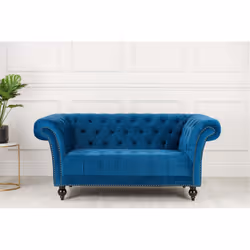 Chesterfield Sofa 2 Seater Birlea Chester Blue Velvet Studded Settee - Additional view 7