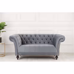 Chesterfield Sofa 2 Seater Birlea Chester Grey Velvet Studded Settee - Additional view 10