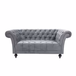 Chesterfield Sofa 2 Seater Birlea Chester Grey Velvet Studded Settee - Additional view 11