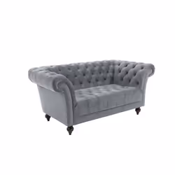 Chesterfield Sofa 2 Seater Birlea Chester Grey Velvet Studded Settee - Additional view 6