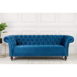 Chesterfield Sofa 3 Seater Birlea Chester Blue Velvet Studded Settee