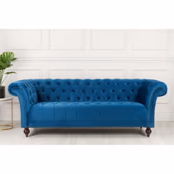 Chesterfield Sofa 3 Seater Birlea Chester Blue Velvet Studded Settee - Additional view 11