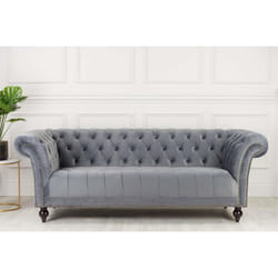 Chesterfield Sofa 3 Seater Birlea Chester Grey Velvet Studded Settee