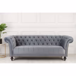 Chesterfield Sofa 3 Seater Birlea Chester Grey Velvet Studded Settee - Additional view 10