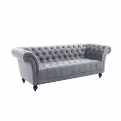 Chesterfield Sofa 3 Seater Birlea Chester Grey Velvet Studded Settee - Additional view 6