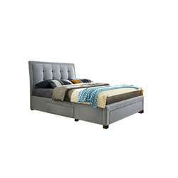 Shelby Grey Fabric Bed - 3 Drawers - Sprung Slatted Base
