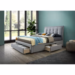 Shelby Grey Fabric Bed - 3 Drawers - Sprung Slatted Base - Additional view 2
