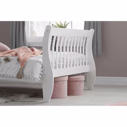 White Double Bed Frame Birlea Belford 4FT6 135cm Wood Wooden Sleigh Solid Wood