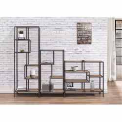 Industrial Shelving Unit Birlea Urban Chic Medium Bookcase Rustic Metal Wood