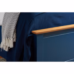 King Size Ottoman Bed Blue Phoenix Wood Frame Storage 5FT Navy Oak Solid