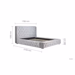 Velvet Double Bed Frame Grey Birlea Grande 4FT6 Crushed Fabric Luxury Designer - Additional view 8
