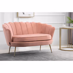 2 Seater Sofa Pink Birlea Ariel Settee Coral Velvet Fabric Gold Vintage Design