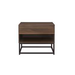 Houston Walnut  Industrial 1 Drawer Bedside - Internal Shelf - Metal Base - Additional view 4