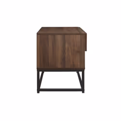 Houston Walnut  Industrial 1 Drawer Bedside - Internal Shelf - Metal Base - Additional view 6