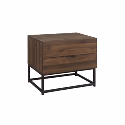 Houston Walnut 2 Drawer Bedside - Metal Base - Industrial Style