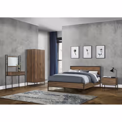 Houston Walnut 2 Drawer Bedside - Metal Base - Industrial Style - Additional view 10