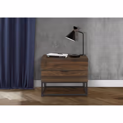 Houston Walnut 2 Drawer Bedside - Metal Base - Industrial Style - Additional view 5