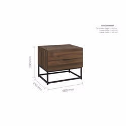 Houston Walnut 2 Drawer Bedside - Metal Base - Industrial Style - Additional view 7