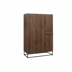 Houston Walnut 4 Door Wardrobe - 1 Drawer - Industrial Style