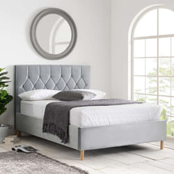 Grey King Size Bed Frame Birlea Loxley 150cm Kingsize 5FT Fabric Bedstead