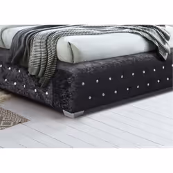 Velvet Kingsize Bed Frame Black Birlea Grande 5FT Crushed Fabric Luxury Designer