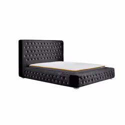 Velvet Super King Bed Frame Black Birlea Grande 5FT Crushed Fabric Designer