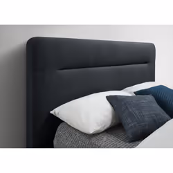 Finn Modern Fabric Bed - Overhanging Headboard - Sprung Slatted Base - Charcoal, Double