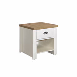 Birlea Highgate 1 Drawer Lamp Table - Cream & Oak - Farmhouse Style